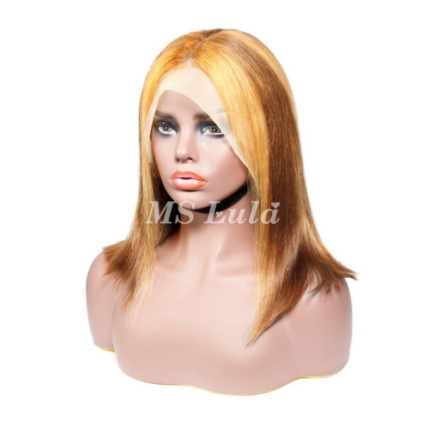Honey Blonde Highlight #4/27 Straight 13x4 BOB Lace Front Wig (Full Frontal Wig) - Image 6